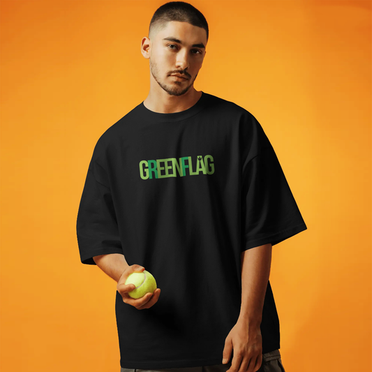 Green Flag T-Shirt for Men – Oversized Fit Cotton Graphic Tee