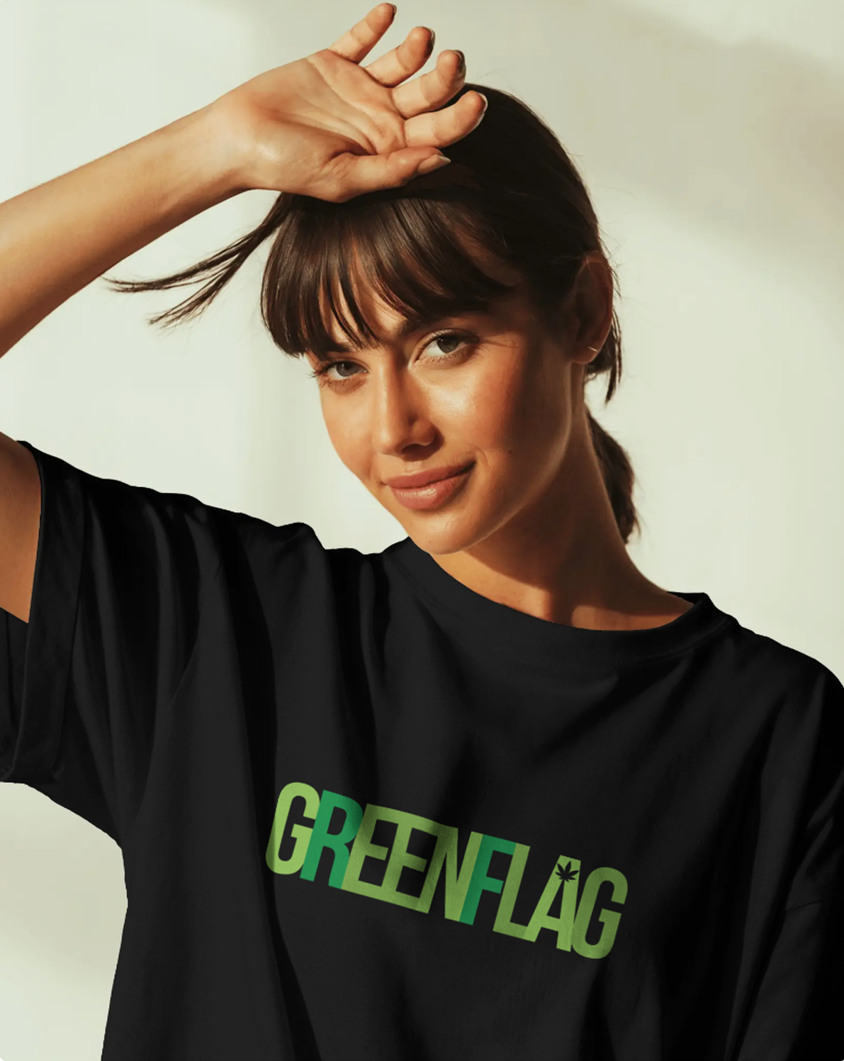Green Flag T-Shirt for Women – Oversized Fit Cotton Graphic T-Shirt