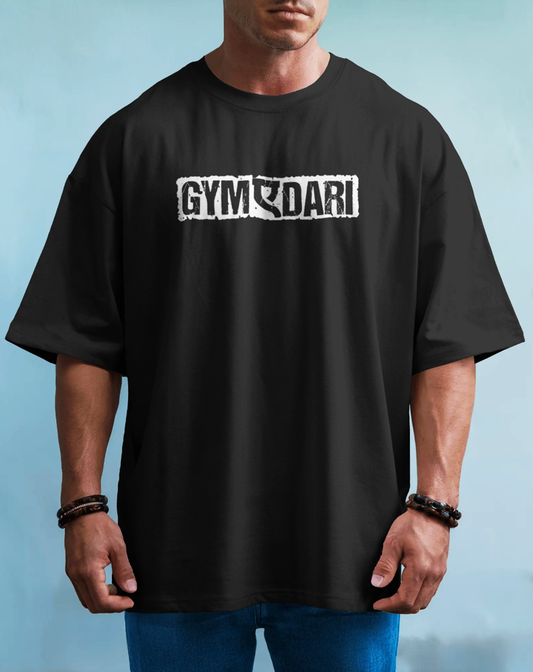 Gym-a-daari Black Oversized Gym T-Shirt for Men - Workout Streetwear T-Shirt