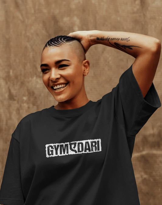 Gym-a-daari Black Oversized Gym T-Shirt for Women - Workout Oversized T-Shirt