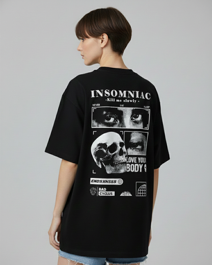 Gothic Graphic Black Oversized T-Shirt for Women | Gothic Back Print T-Shirt