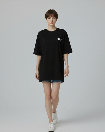 Gothic Graphic Black Oversized T-Shirt for Women | Gothic Back Print T-Shirt