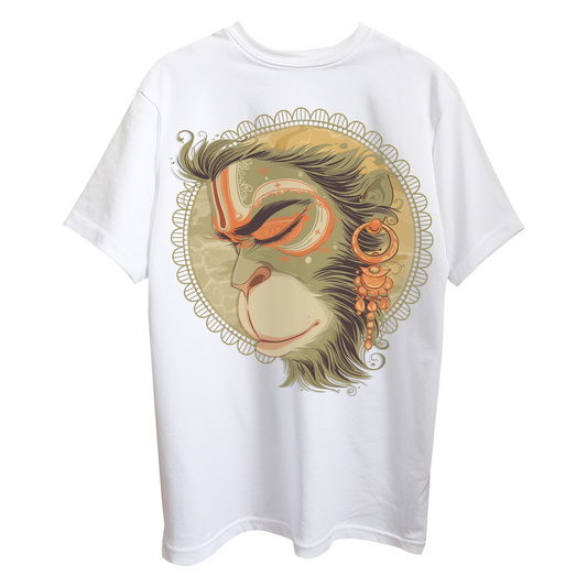 Jai Hanuman White Oversized T-Shirt for Men & Boys | Jai Bajrangbali Graphic Printed Oversized T-Shirt