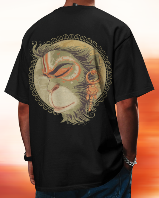 Jai Hanuman Black Oversized T-Shirt for Men & Boys | Jai Bajrangbali Graphic Printed Oversized T-Shirt