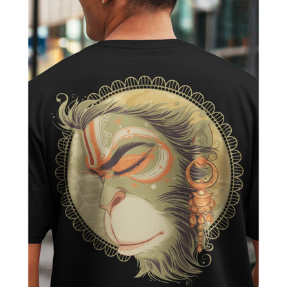 Jai Hanuman Black Oversized T-Shirt for Men & Boys | Jai Bajrangbali Graphic Printed Oversized T-Shirt