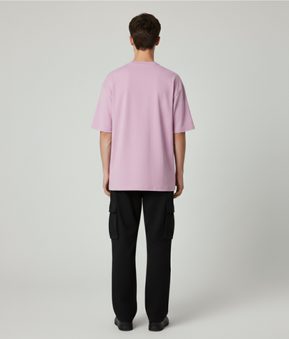 Solid Lavender Oversized T-Shirt for Men | Plain Cotton Streetwear Oversized Tee
