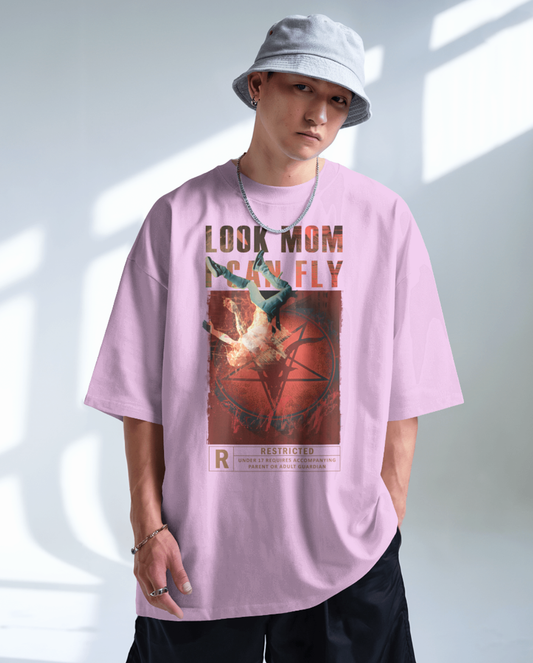 Look Mom I Can Fly Travis Scott Graphic Oversized T-Shirt for Men | Lavender Streetwear Tee India