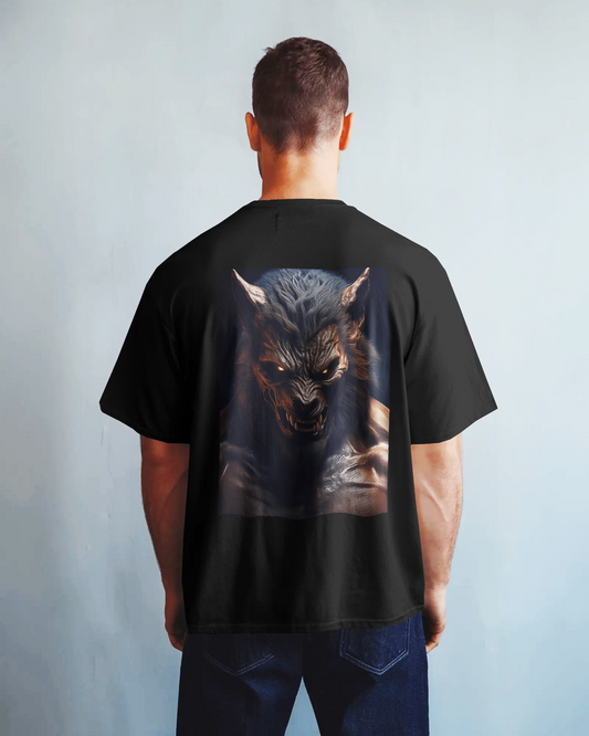 Beast Within Black Oversized Graphic T-Shirt for Men & Boys - Werewolf Streetwear T-shirt