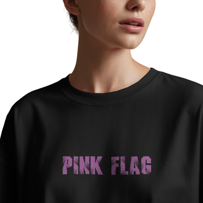 Pink Flag Black Oversized T-Shirt for Women & Girls - Trendy Drop Shoulder Baggy Fit 100 % Cotton Oversized T-shirt