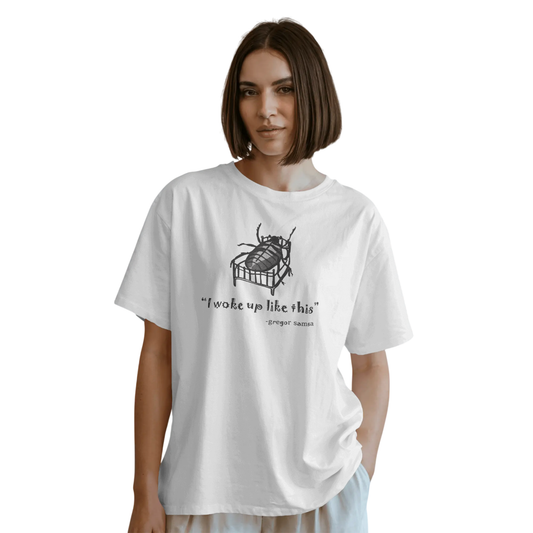 Kafka Inspired Oversized T-Shirt for Women – White Literary Graphic Tee | Existential Streetwear