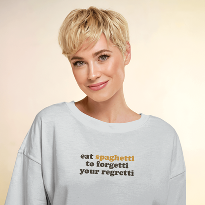 Eat Spaghetti Oversized T-Shirt for Women & Girls - Funny Quote T-shirt