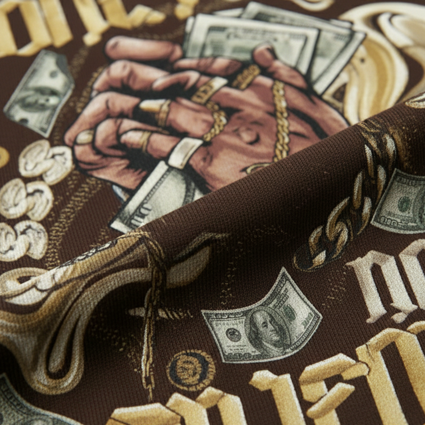 Make Money Not Friends Graphic Chocolate Brown Oversized T-Shirt for Women | Quote Streetwear Tee