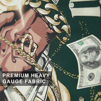 Make Money Not Friends Graphic Green Oversized T-Shirt for Women | Back Print Streetwear Tee