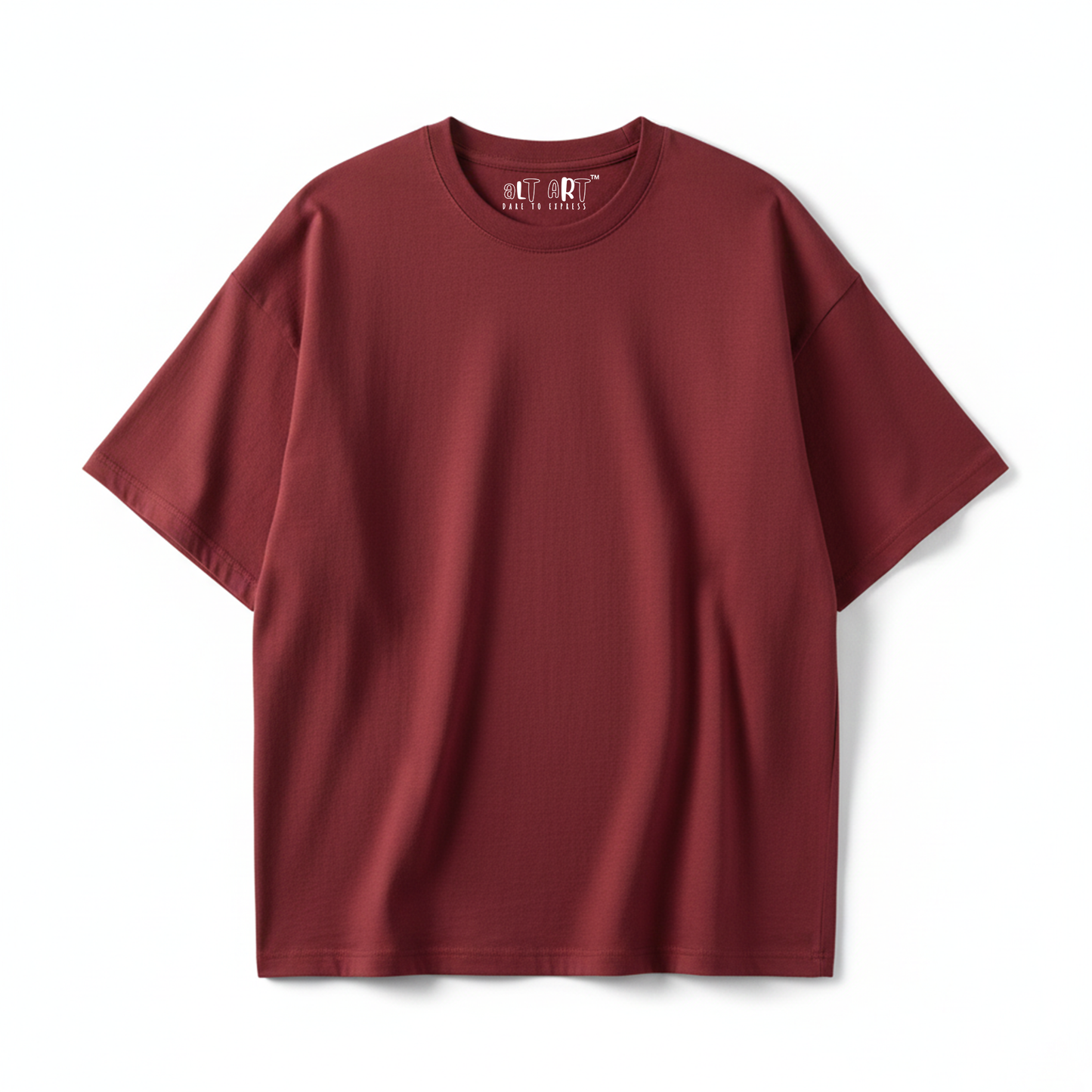 Maroon Solid Oversized T-Shirt for Men | Heavyweight Cotton | Boxy Fit Streetwear Tee