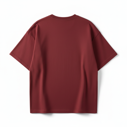 Maroon Solid Oversized T-Shirt for Men | Heavyweight Cotton | Boxy Fit Streetwear Tee