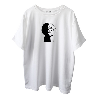Meme Face White Oversized T-Shirt for Men & Boys - Funny Graphic Oversized T-Shirt