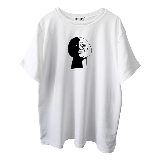 Meme Face White Oversized T-Shirt for Men & Boys - Funny Graphic Oversized T-Shirt