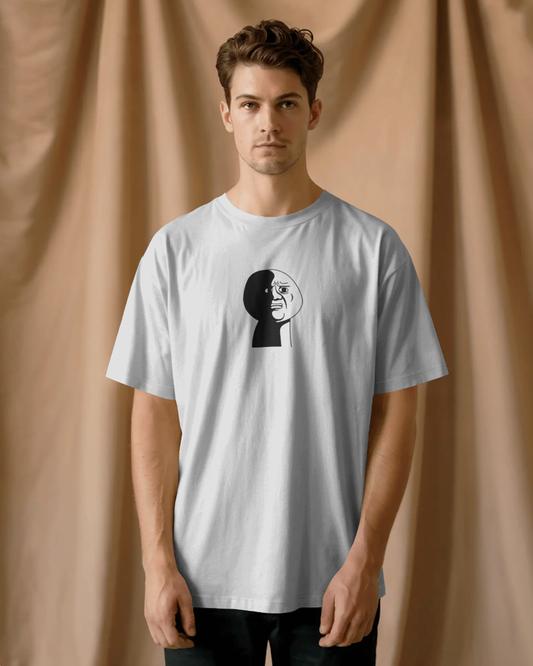 Meme Face White Oversized T-Shirt for Men & Boys - Funny Graphic Oversized T-Shirt