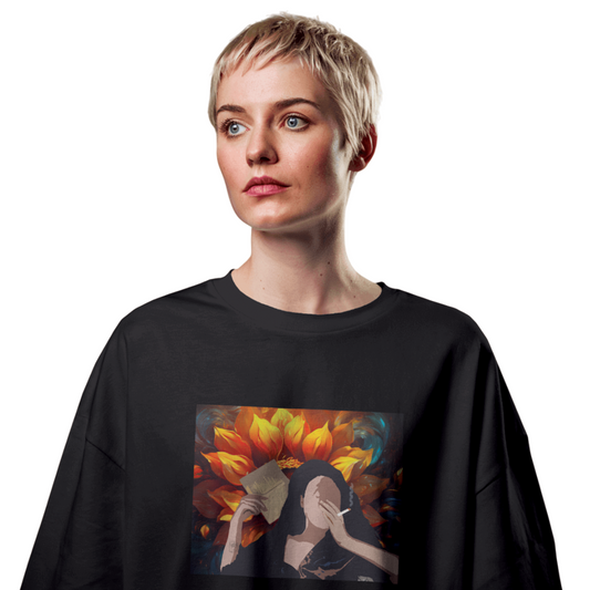 Wild Bloom Oversized T-Shirt for Women - Exclusive Artwork T-shirt