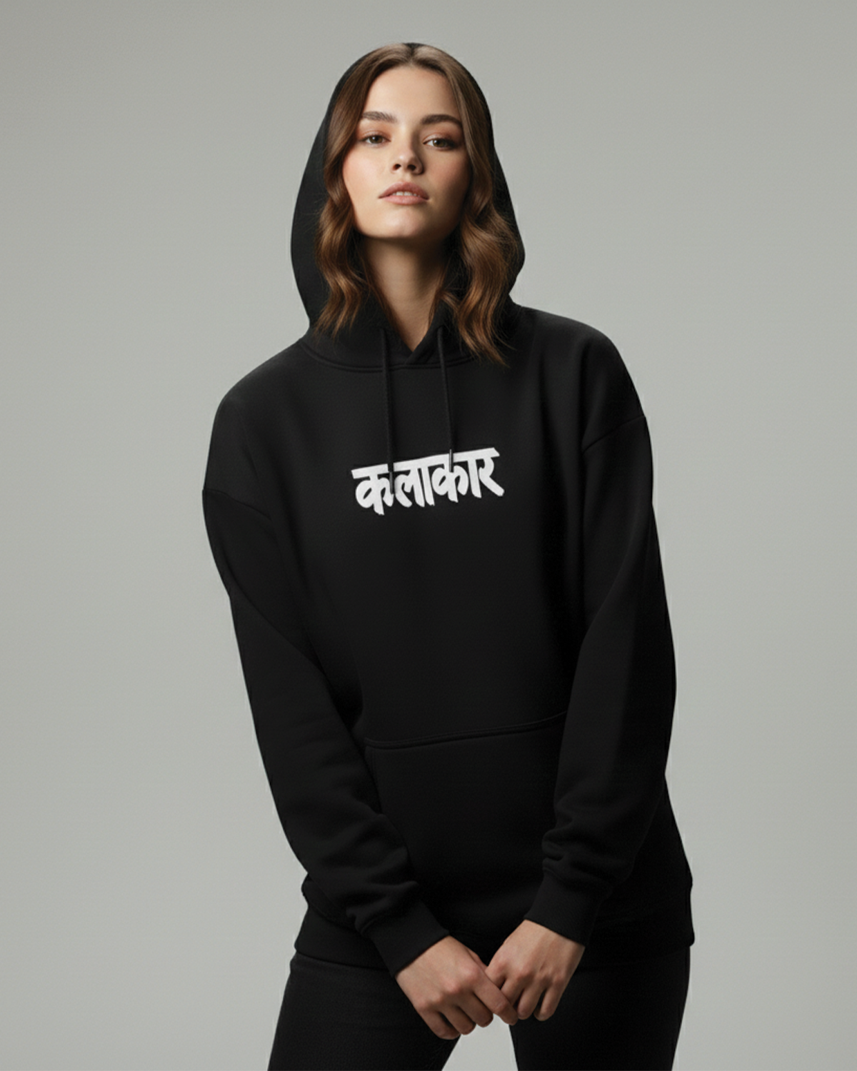 Kalakar Hoodie for Women | Glow in the Dark Graphic Hoodie Black