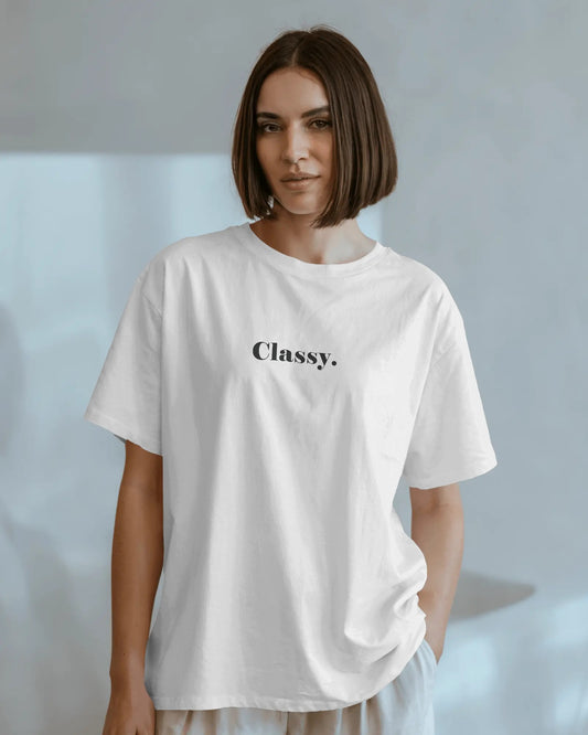 Classy White Oversized T-Shirt for Women & Girls - Minimal Aesthetic Streetwear