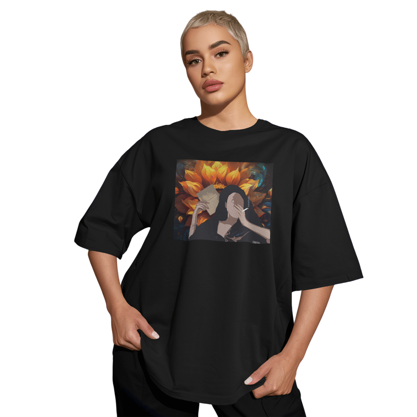 Wild Bloom Oversized T-Shirt for Women - Exclusive Artwork T-shirt