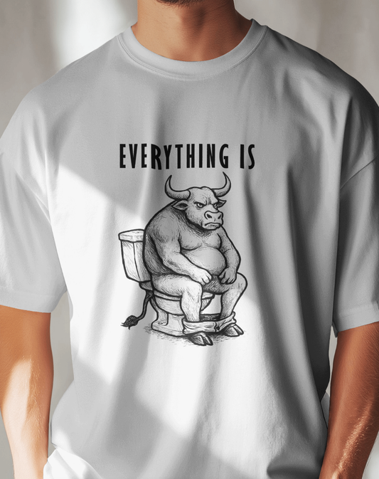 Funny Quote White Oversized T-Shirt for Men & Boys - Graphic Printed Oversized Fit 100% Cotton Tee