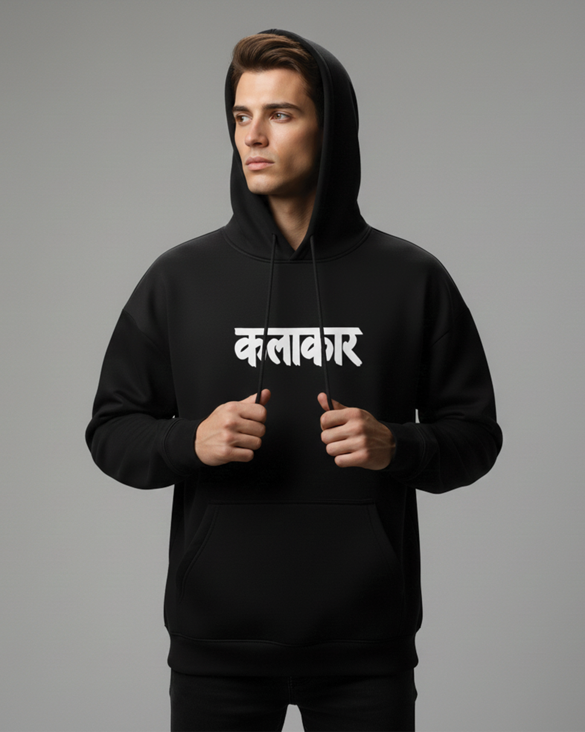 Kalakar Hoodie for Men | Glow in the Dark Graphic Hoodie Black