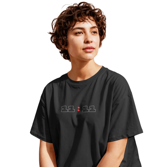 11:11 Eleven Eleven Oversized T-Shirt for Women & Girls – Angel Number Graphic Tee Manifestation Fashion