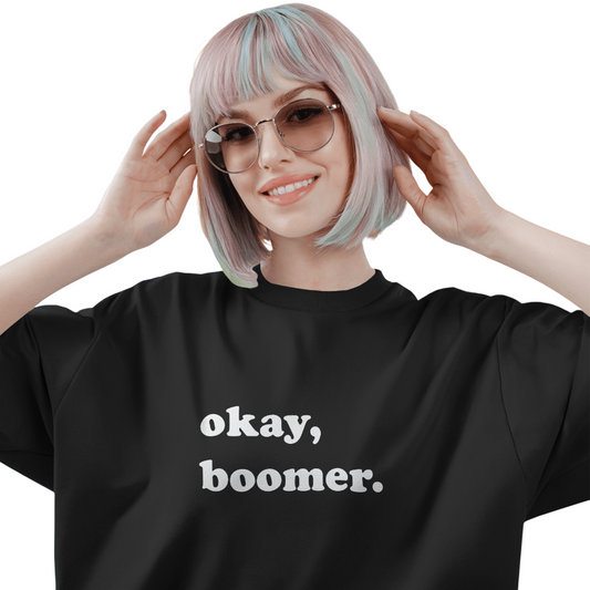 Okay Boomer Oversized T-Shirt for Women – Trendy Meme Tee | Funny Graphic Streetwear