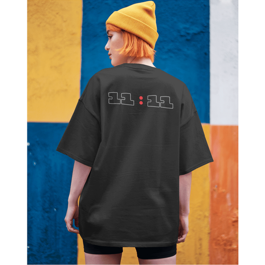 11:11 Eleven Eleven Oversized T-Shirt for Women & Girls – Angel Number Graphic Tee Manifestation Fashion