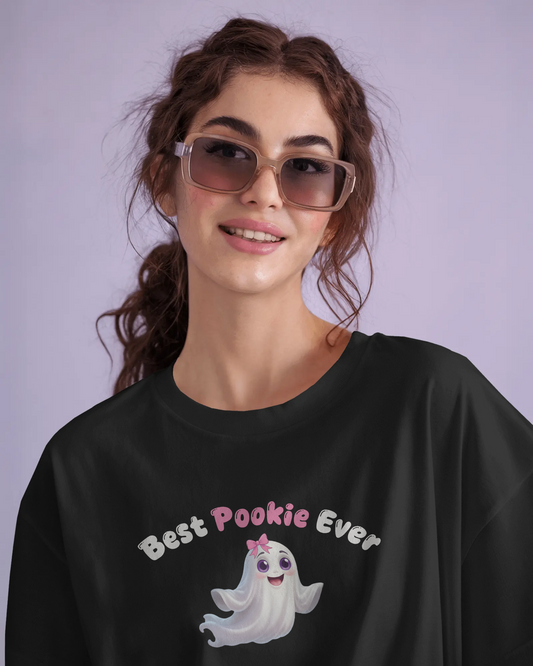 Pookie T-Shirt for Women & Girls – Black Oversized Cotton Tee