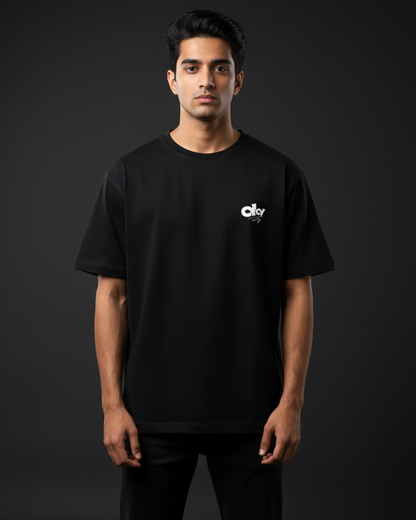 Money Never Cheats Men's Black Graphic Printed Oversized T-Shirt