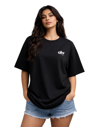 Money Never Cheats Women's Black Graphic Printed Oversized T-Shirt