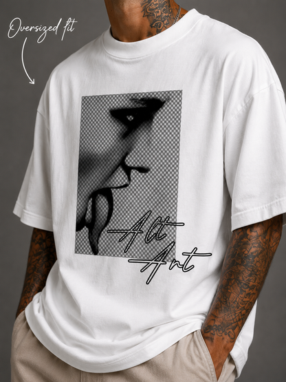 Monochrome Face Art Oversized T Shirt for Men | Abstract Portrait Graphic Printed Oversized T Shirt | Premium Boxy Fit Artistic Streetwear Tee