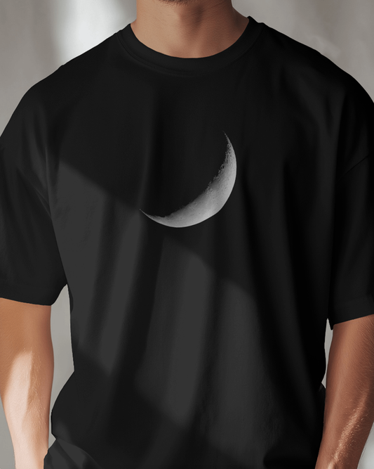 Moon Graphic Black Oversized T-Shirt for Men | Artistic Streetwear India