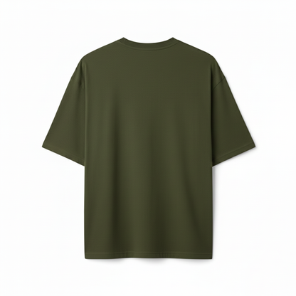 Moss Green Oversized T-Shirt for Women | Heavyweight Solid Cotton | Relaxed Drop Shoulder Fit