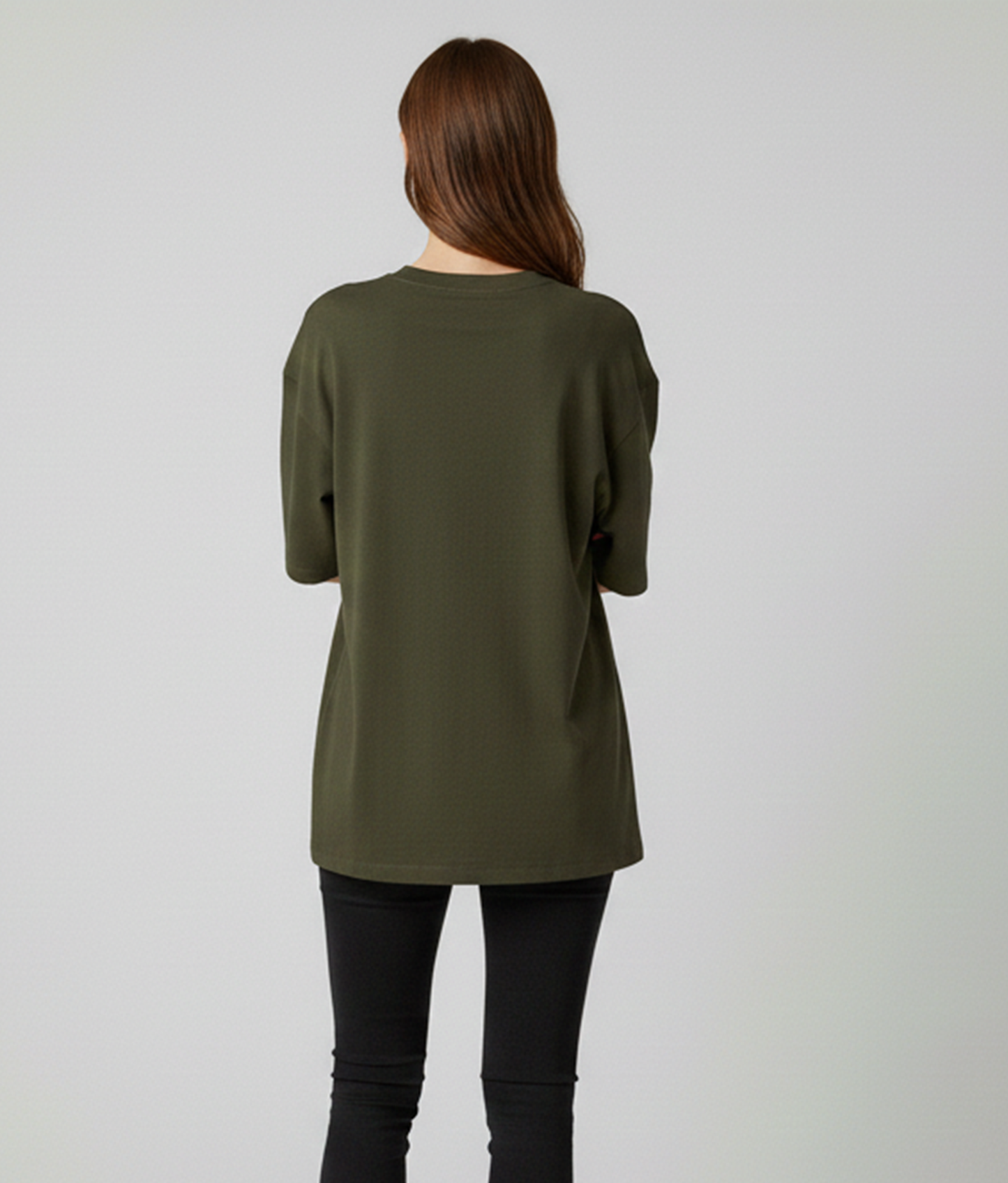 Moss Green Oversized T-Shirt for Women | Heavyweight Solid Cotton | Relaxed Drop Shoulder Fit