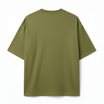 Moss Green Oversized T-Shirt for Men | Heavyweight Solid Cotton | Drop Shoulder Boxy Fit