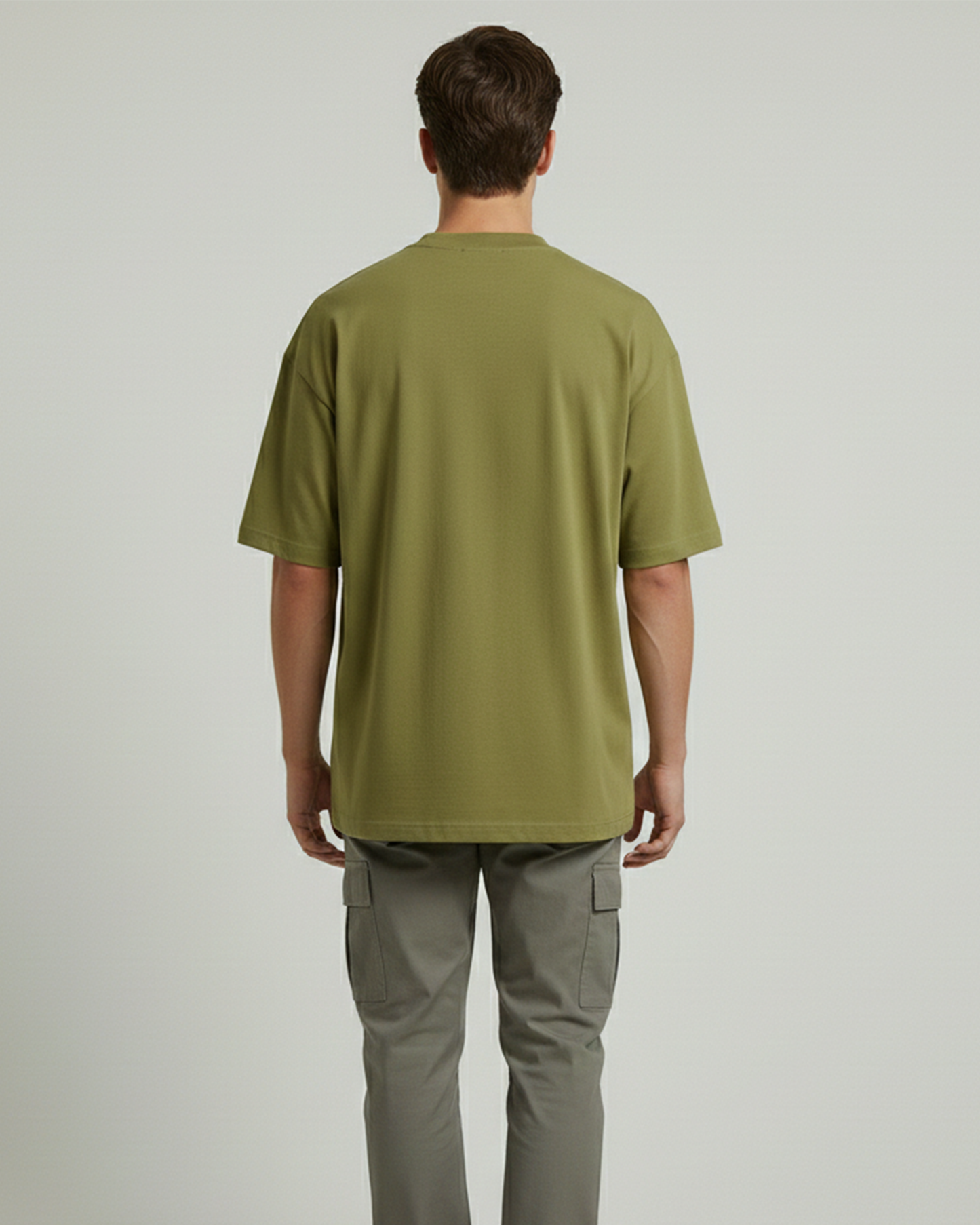 Moss Green Oversized T-Shirt for Men | Heavyweight Solid Cotton | Drop Shoulder Boxy Fit
