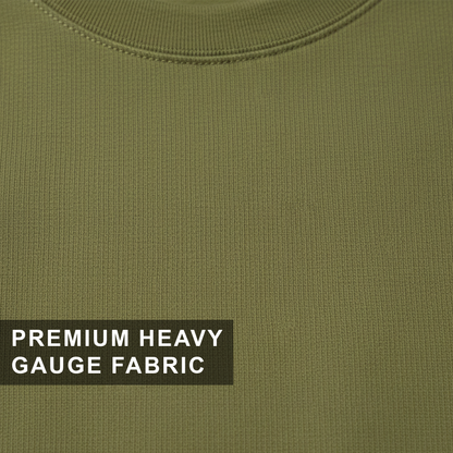 Moss Green Oversized T-Shirt for Men | Heavyweight Solid Cotton | Drop Shoulder Boxy Fit
