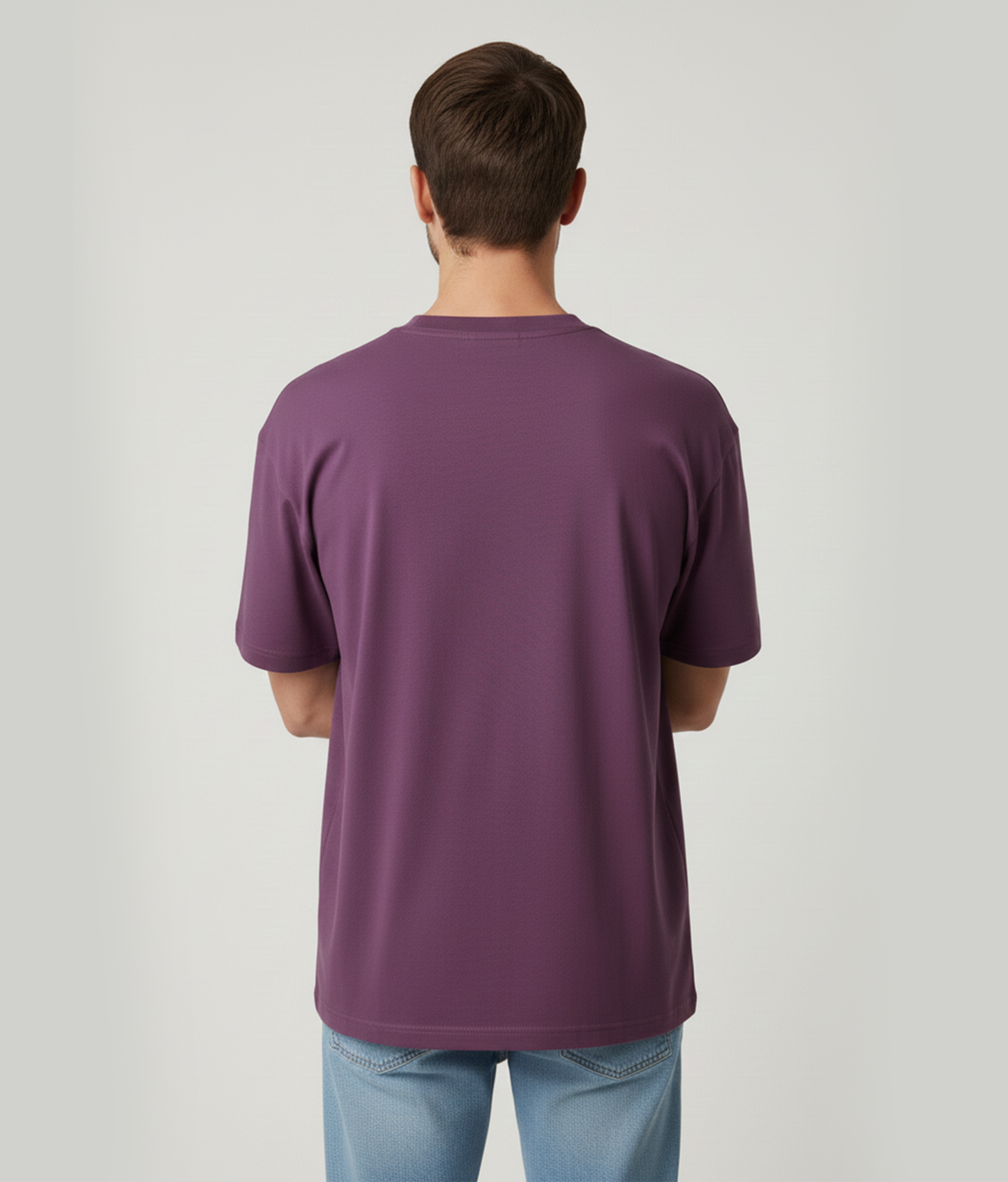Plum Purple Oversized T-Shirt for Men | Heavyweight Solid Cotton | Drop Shoulder Streetwear Fit