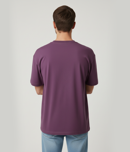 Plum Purple Oversized T-Shirt for Men | Heavyweight Solid Cotton | Drop Shoulder Streetwear Fit