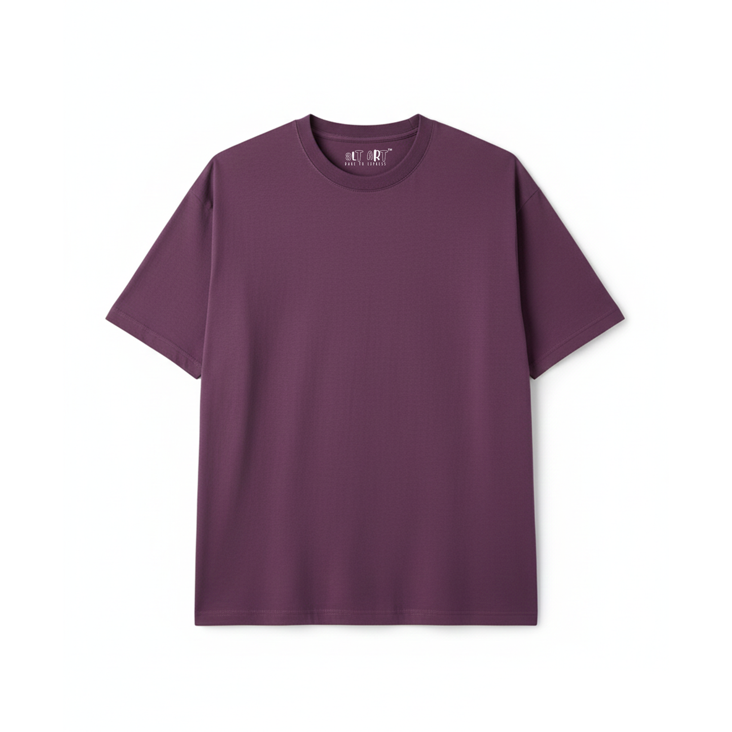 Plum Purple Oversized T-Shirt for Women | Heavyweight Solid Cotton | Relaxed Drop Shoulder Fit