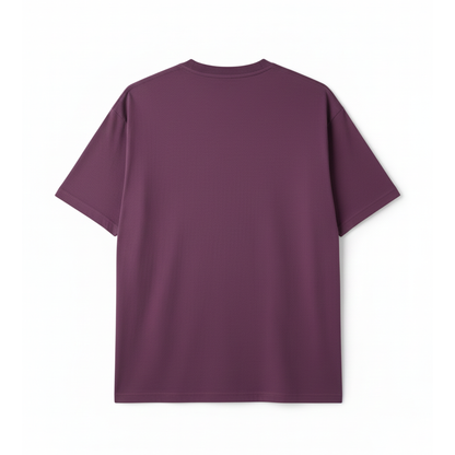 Plum Purple Oversized T-Shirt for Women | Heavyweight Solid Cotton | Relaxed Drop Shoulder Fit