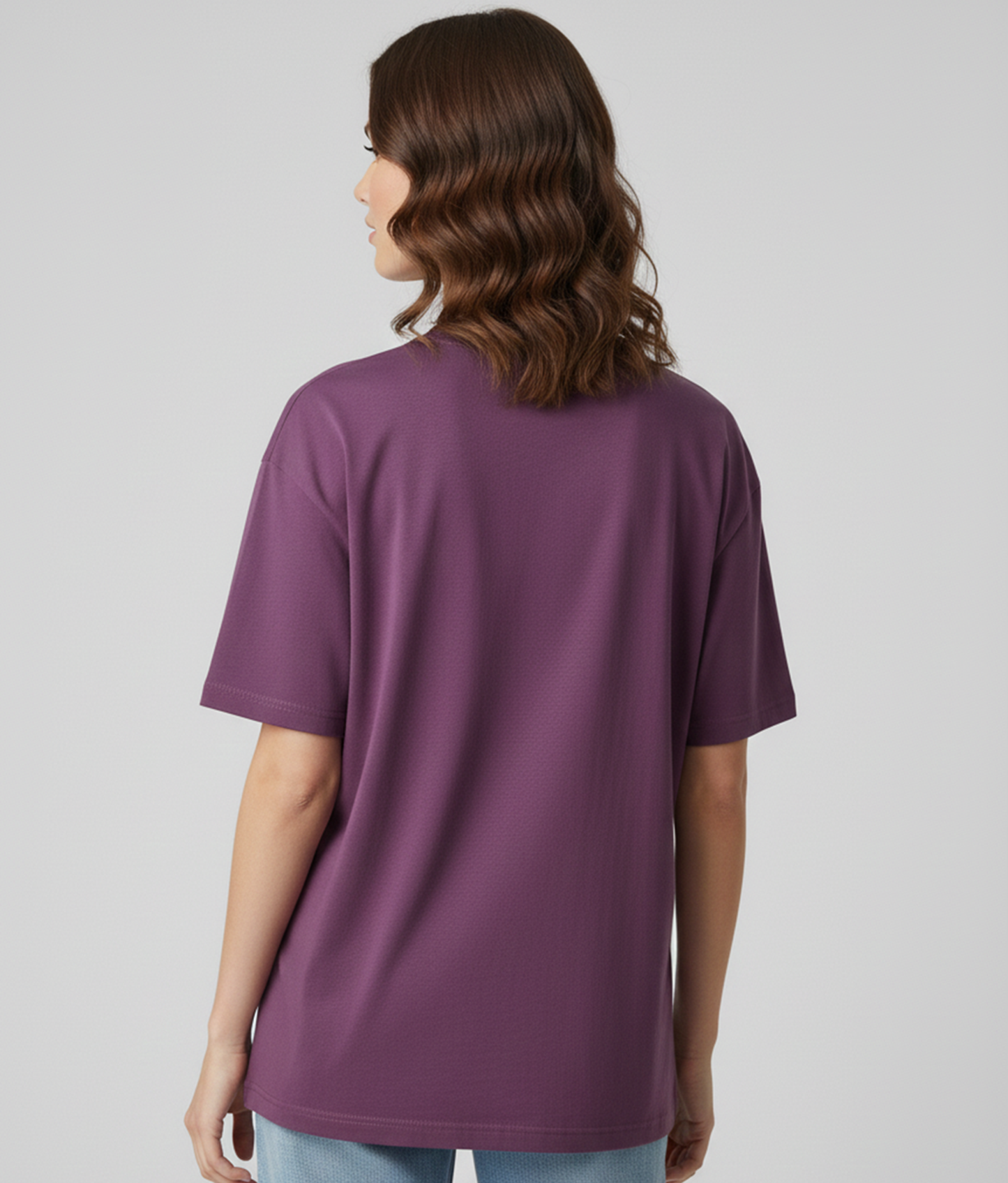 Plum Purple Oversized T-Shirt for Women | Heavyweight Solid Cotton | Relaxed Drop Shoulder Fit