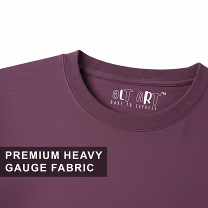 Plum Purple Oversized T-Shirt for Women | Heavyweight Solid Cotton | Relaxed Drop Shoulder Fit