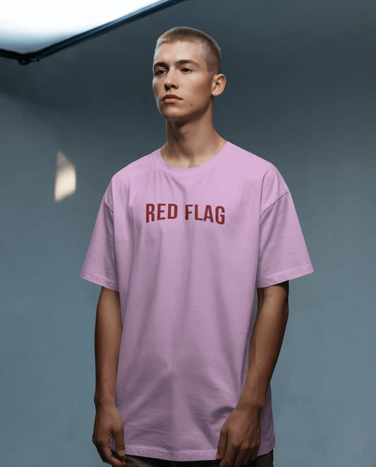 Red Flag Lavender Oversized T-Shirt for Men | Funny Quote Streetwear Tee