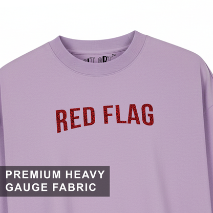 Red Flag Lavender Oversized T-Shirt for Women | Funny Quote Oversized Streetwear Tee