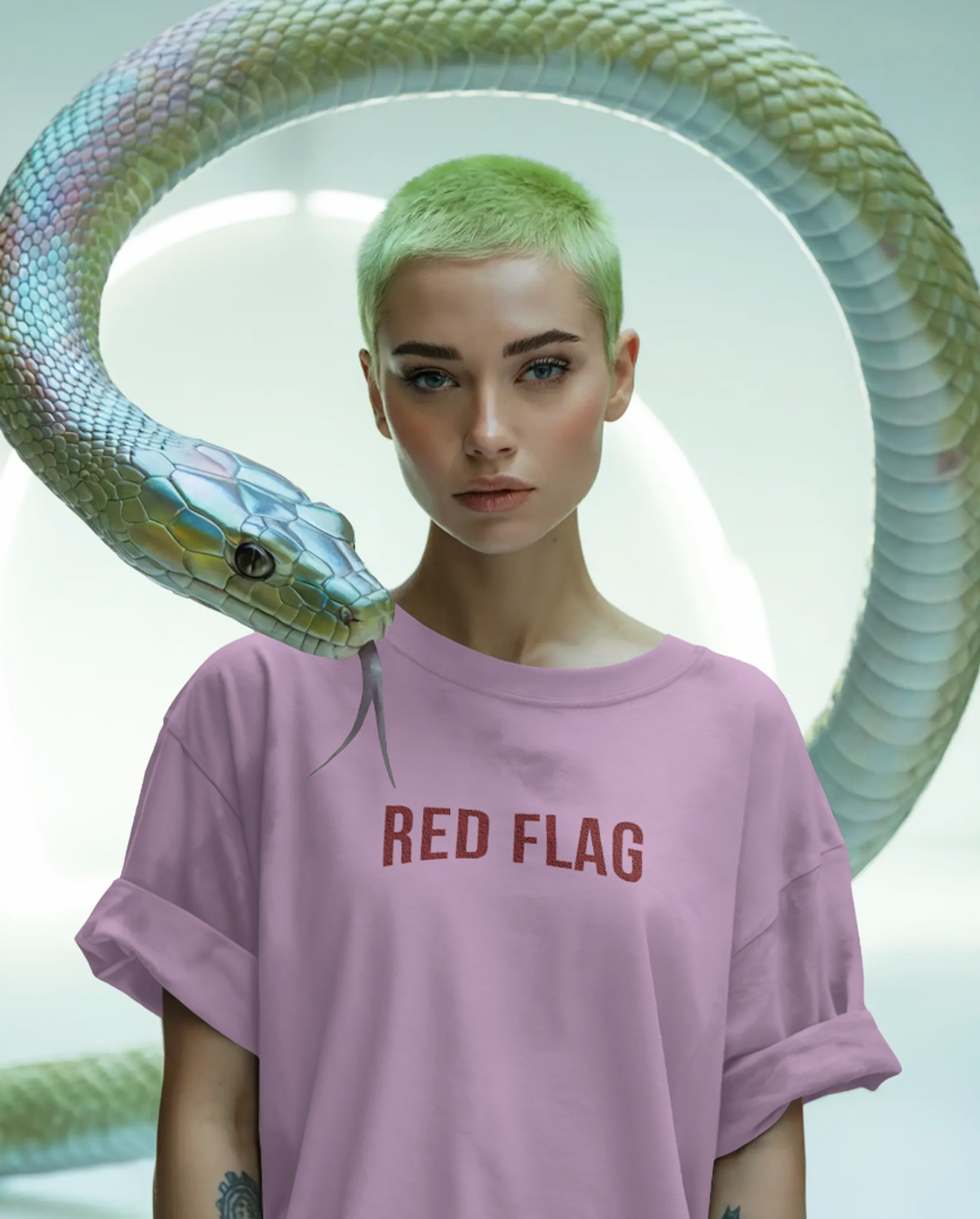 Red Flag Lavender Oversized T-Shirt for Women | Funny Quote Oversized Streetwear Tee